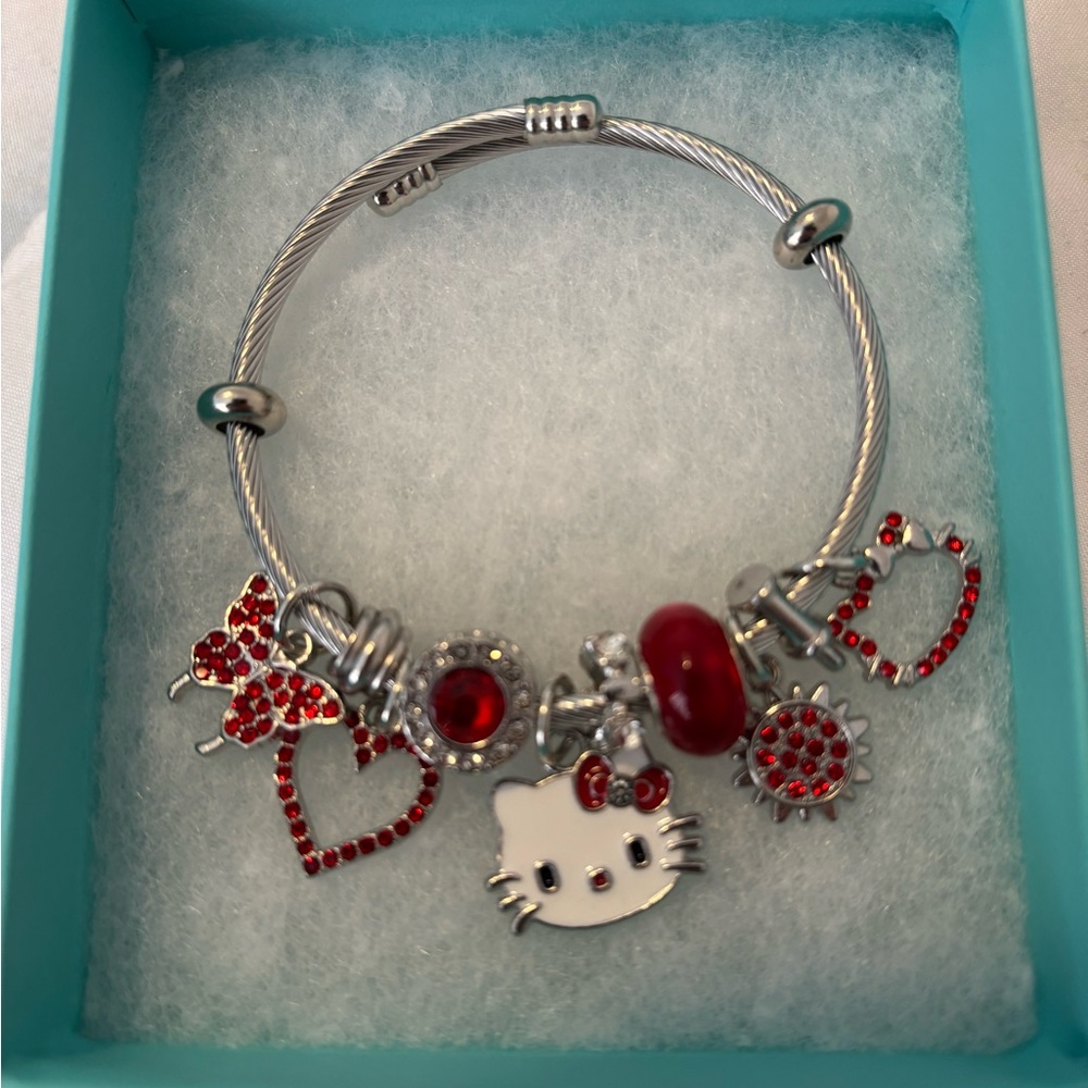 Hello Kitty Red and Silver Charm Bracelet